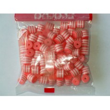 Бусины пластиковые цилиндры бело-розовые 8 мм
