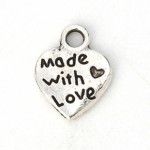 Подвеска металлическая Made with love 10 мм. Цвет черненое серебро